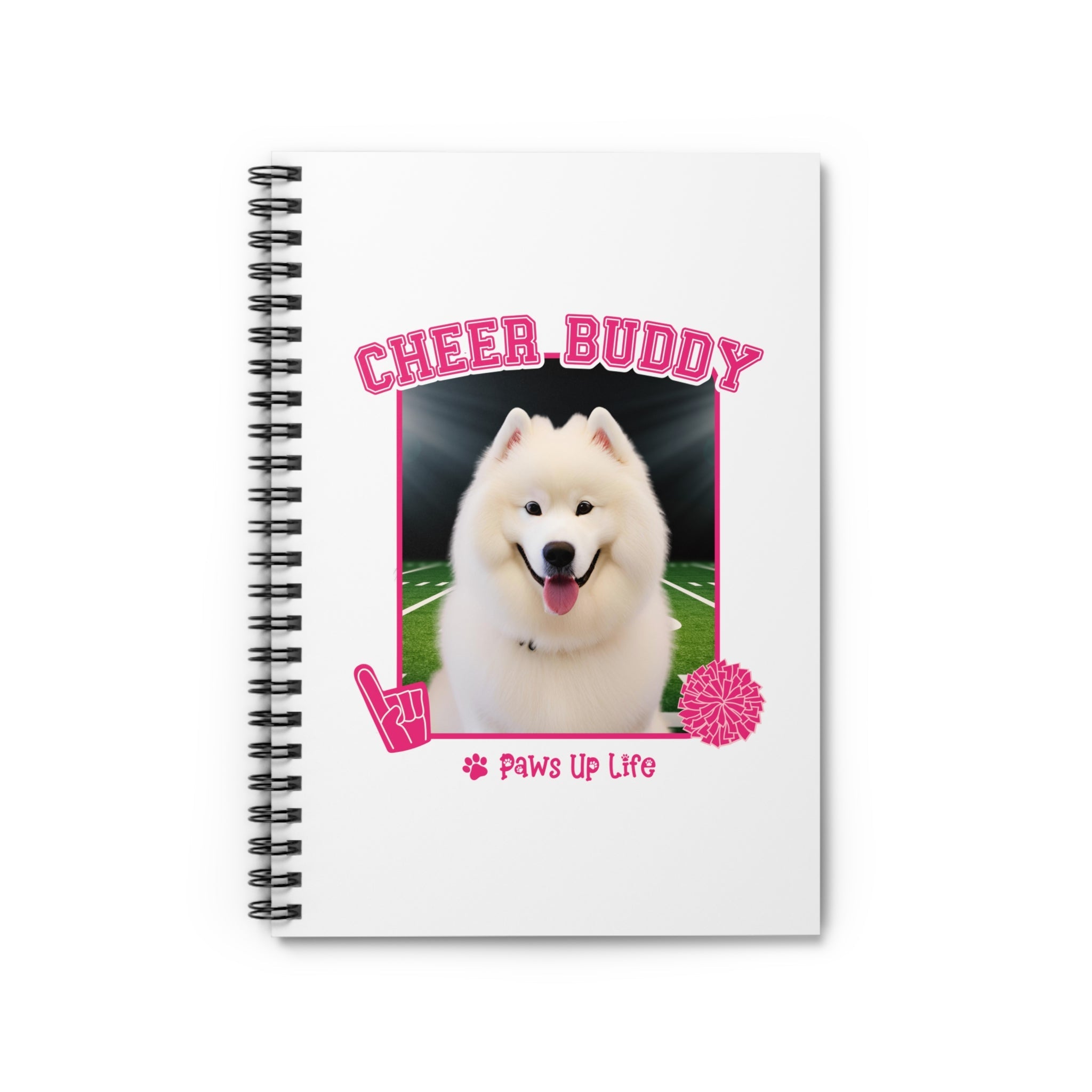 Samoyed Football Cheer Buddy Cheerleading Dog Spiral Notebook for Office and Home - Ruled Line | Paws Up Life, LLC