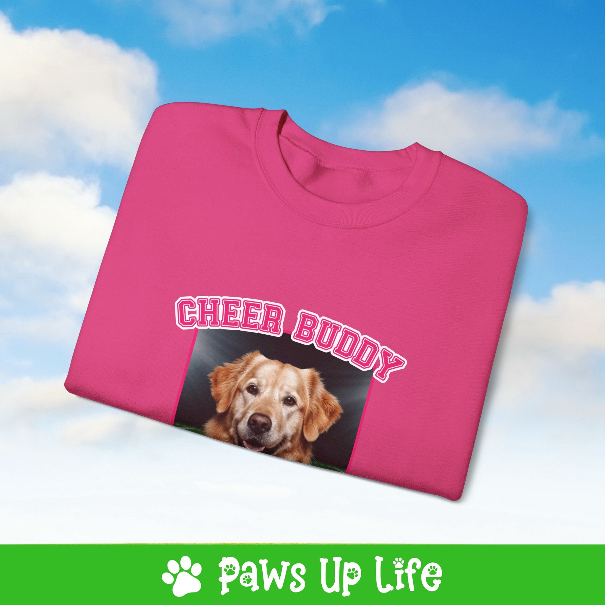 Golden Retriever Football Cheer Buddy Cheerleading Dog Crewneck Sweatshirt, Unisex Gift for Animal Lovers, Dog Mom Dad Sweatshirt, Cute Dog Lover Apparel, Fun Pet | Paws Up Life, LLC