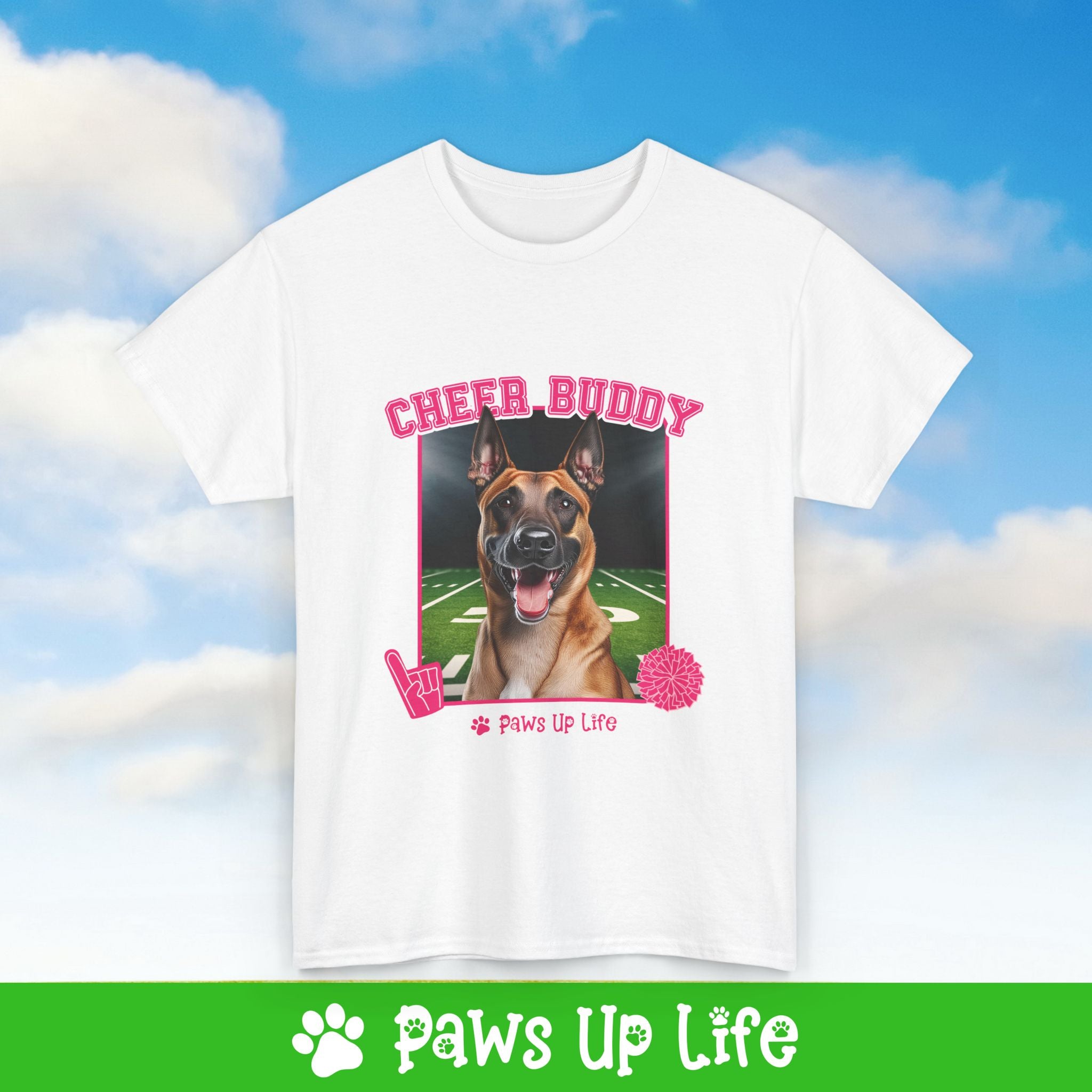 Belgian Malinois Cheer Buddy Cheerleading Dog Tee, Shirt, Unisex Pet Lover Gift, Dog Mom Dad Tshirt, Animal Rescue Advocate, Cute Puppy Graphic Top Classic Collar | Paws Up Life, LLC