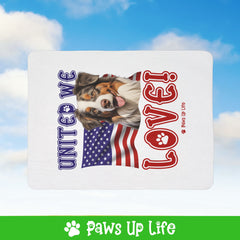 Miniature American Shepherd Dog United We Love Fleece Sherpa Blanket - Perfect for Snuggling and Cozy Napping | Paws Up Life, LLC