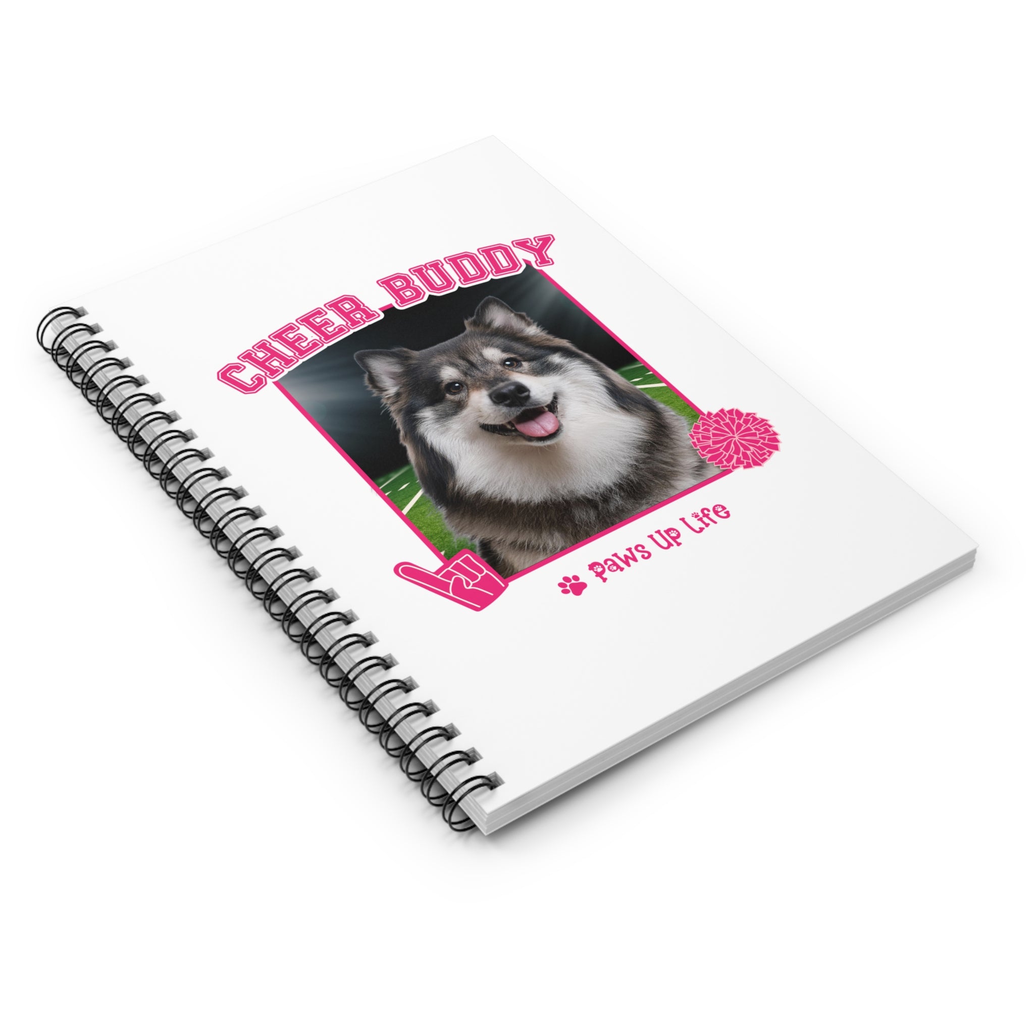 Finnish Lapphund Football Cheer Buddy Cheerleading Dog Spiral Notebook for Office and Home - Ruled Line | Paws Up Life, LLC