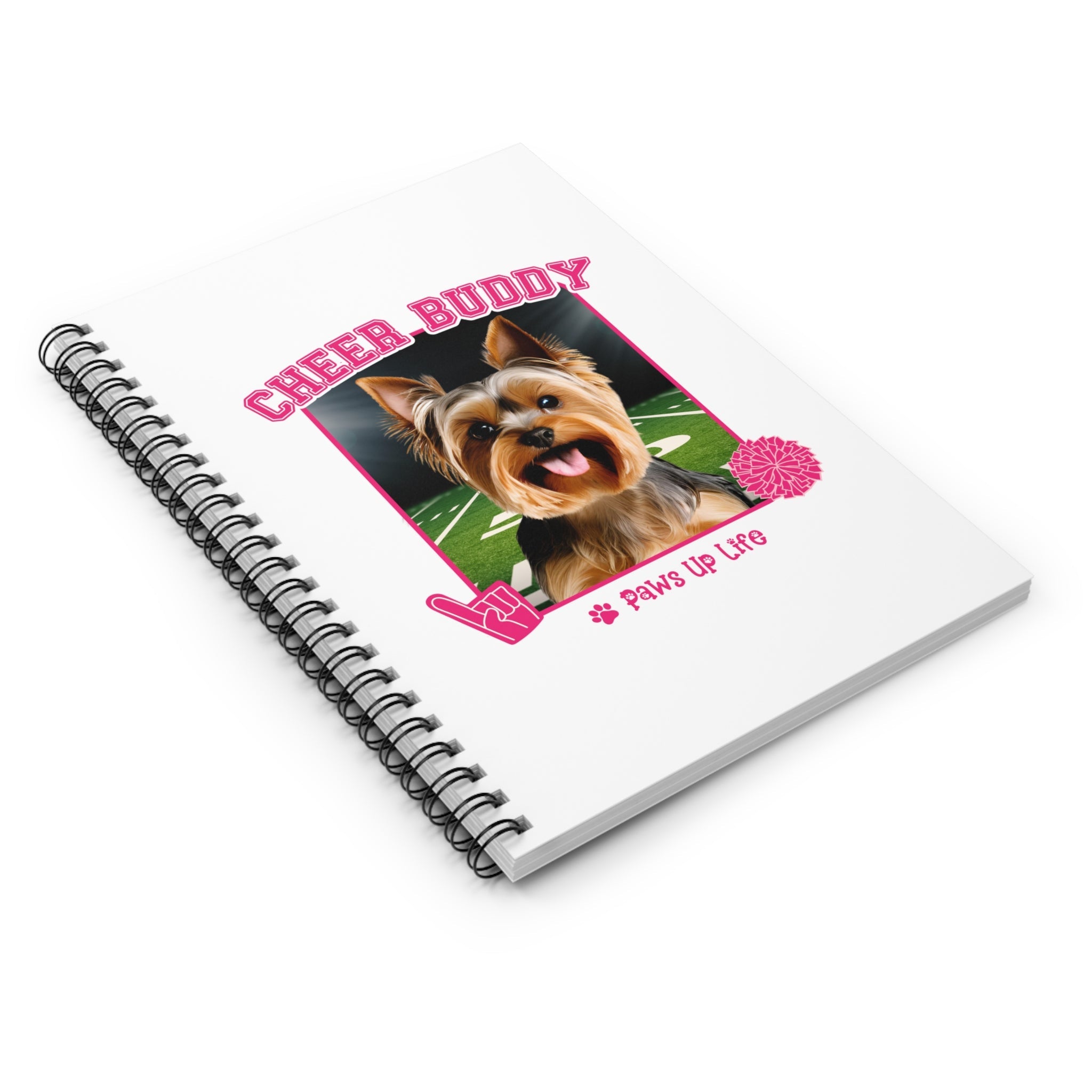 Yorkshire Terrier Football Cheer Buddy Cheerleading Dog Spiral Notebook for Office and Home - Ruled Line | Paws Up Life, LLC