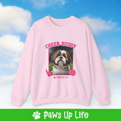 Brown Shih Tzu Football Cheer Buddy Cheerleading Dog Crewneck Sweatshirt, Unisex Gift for Animal Lovers, Dog Mom Dad Sweatshirt, Cute Dog Lover Apparel, Fun Pet | Paws Up Life, LLC