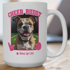 Bulldog Football Cheer Buddy Cheerleading Dog 15oz Large Coffee Mug Ceramic Drinkware Tea Washable | Paws Up Life, LLC