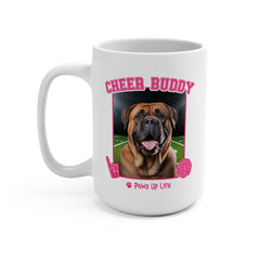 Mastiff Football Cheer Buddy Cheerleading Dog 15oz Large Coffee Mug Ceramic Drinkware Tea Washable | Paws Up Life, LLC