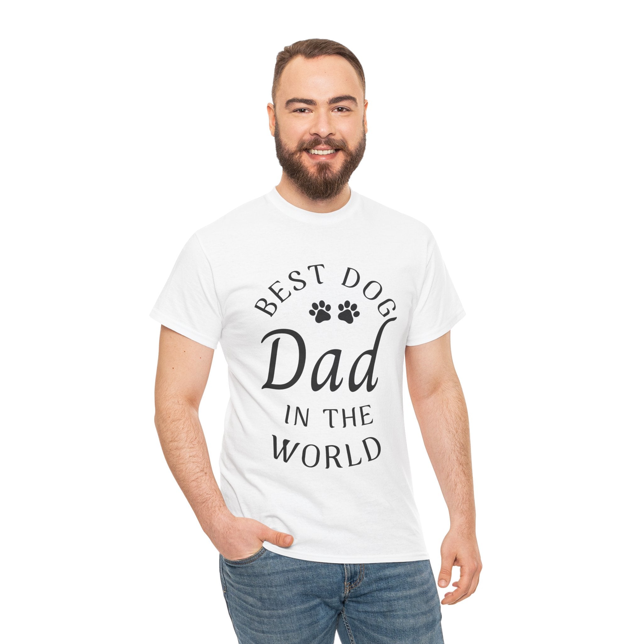 Best Dog Dad In The World Gildan 5000 T-Shirt - Perfect Gift for Dog Lovers | Comfortable Cotton Tee for Proud Pet Owners Unisex Heavy Cotton Tee