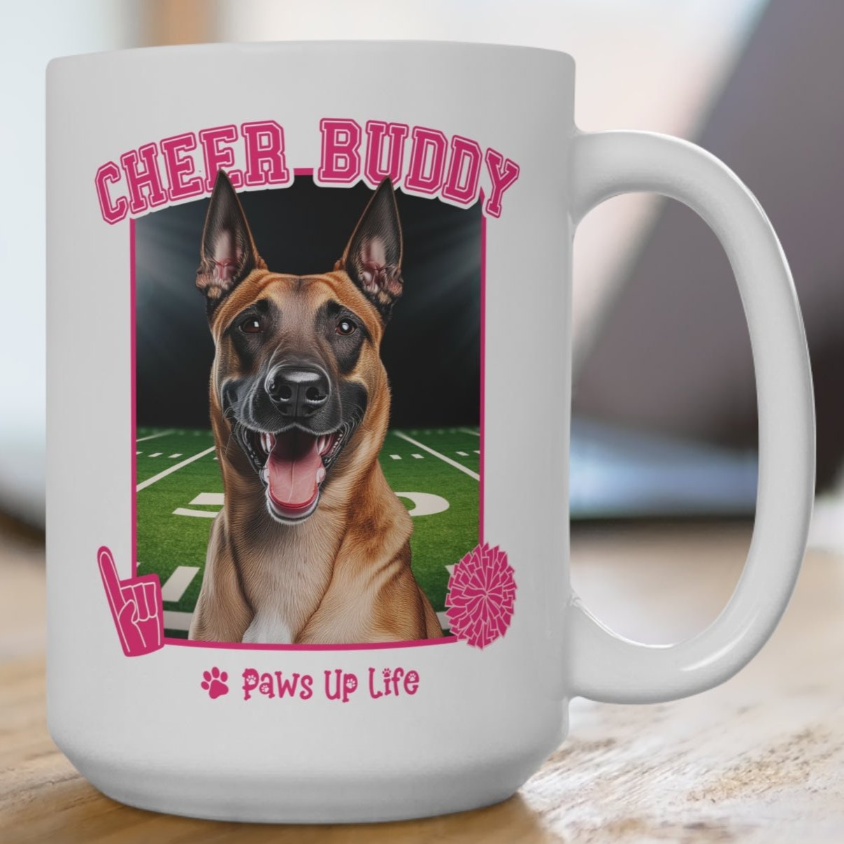 Belgian Malinos Cheer Buddy Cheerleading Dog 15oz Large Coffee Mug Ceramic Drinkware Tea Washable | Paws Up Life, LLC