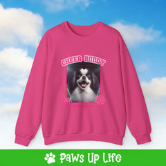 Japanese Chin Football Cheer Buddy Cheerleading Dog Crewneck Sweatshirt, Unisex Gift for Animal Lovers, Dog Mom Dad Sweatshirt, Cute Dog Lover Apparel, Fun Pet | Paws Up Life, LLC