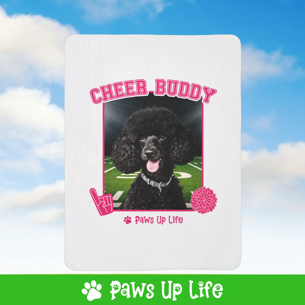 Black Poodle Football Cheer Buddy Cheerleading Dog Fleece Sherpa Blanket - Perfect for Snuggling and Cozy Napping