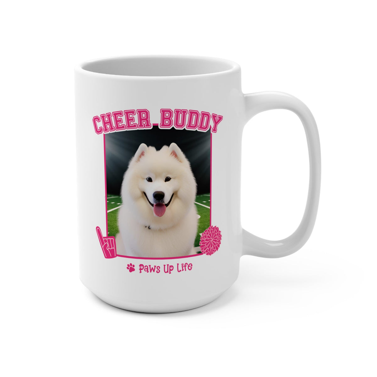 Samoyed Cheer Buddy Cheerleading Dog 15oz Large Coffee Mug Ceramic Drinkware Tea Washable | Paws Up Life, LLC