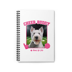 White Scottish Terrier Football Cheer Buddy Cheerleading Dog Spiral Notebook for Office and Home - Ruled Line | Paws Up Life, LLC