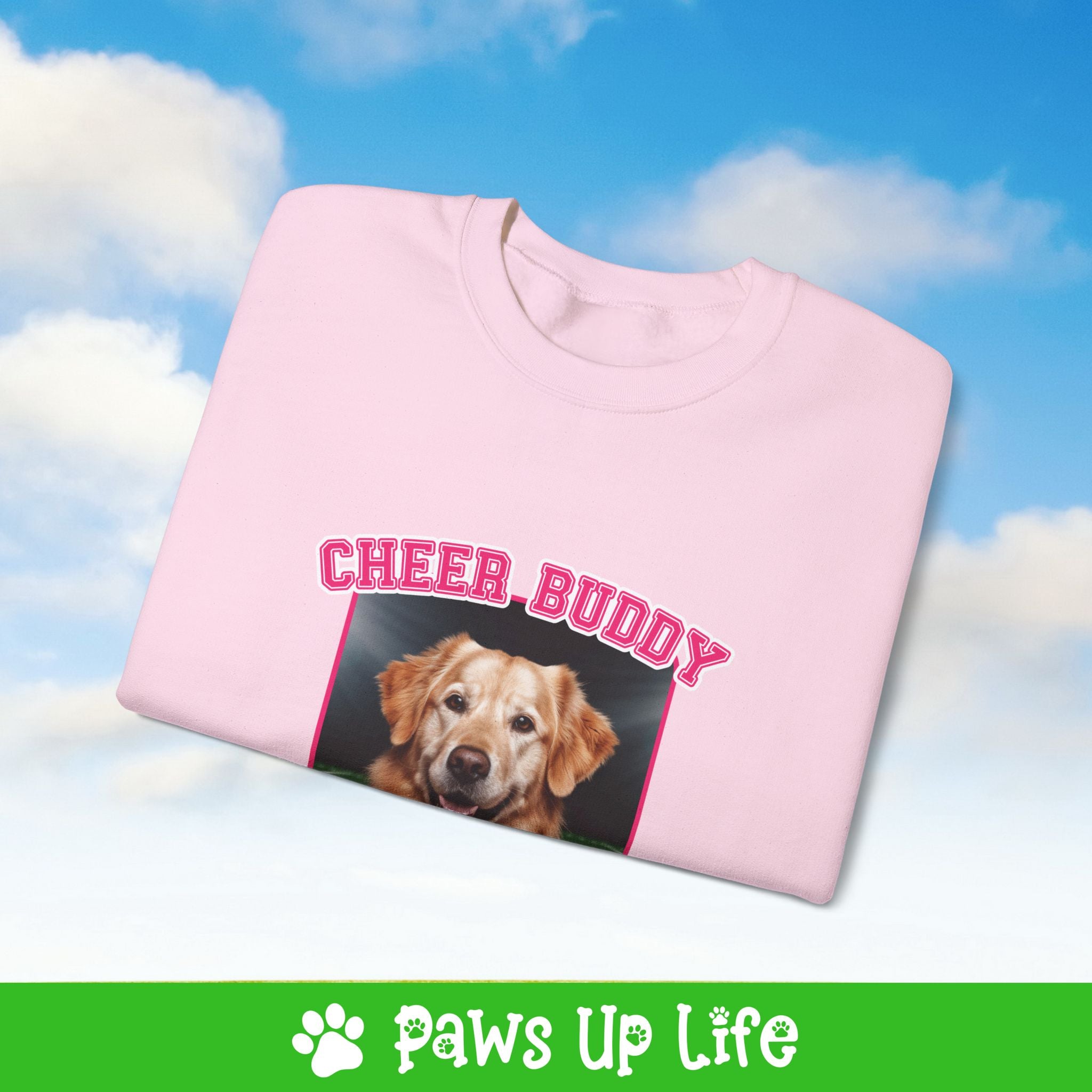 Golden Retriever Football Cheer Buddy Cheerleading Dog Crewneck Sweatshirt, Unisex Gift for Animal Lovers, Dog Mom Dad Sweatshirt, Cute Dog Lover Apparel, Fun Pet | Paws Up Life, LLC