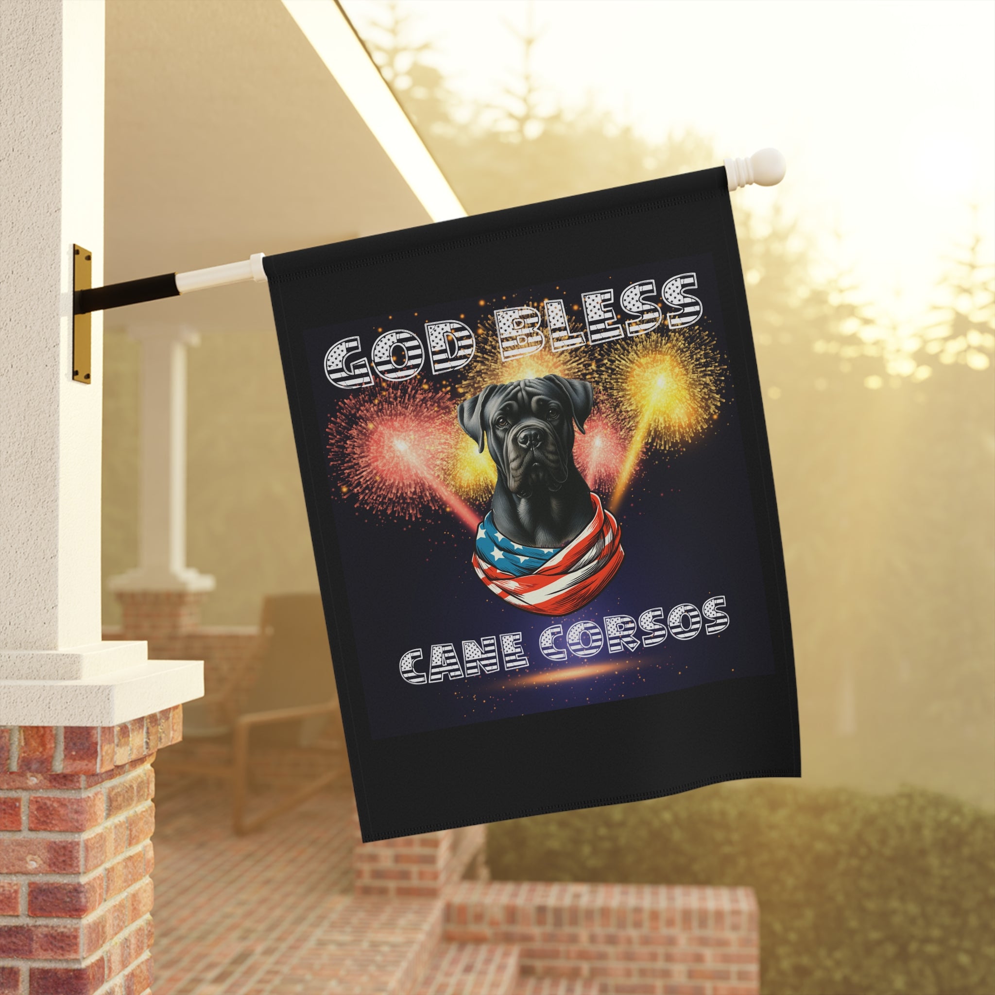 God Bless Cane Corso Patriotic Garden & House Banner