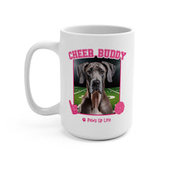 Great Dane Football Cheer Buddy Cheerleading Dog 15oz Large Coffee Mug Ceramic Drinkware Tea Washable | Paws Up Life, LLC