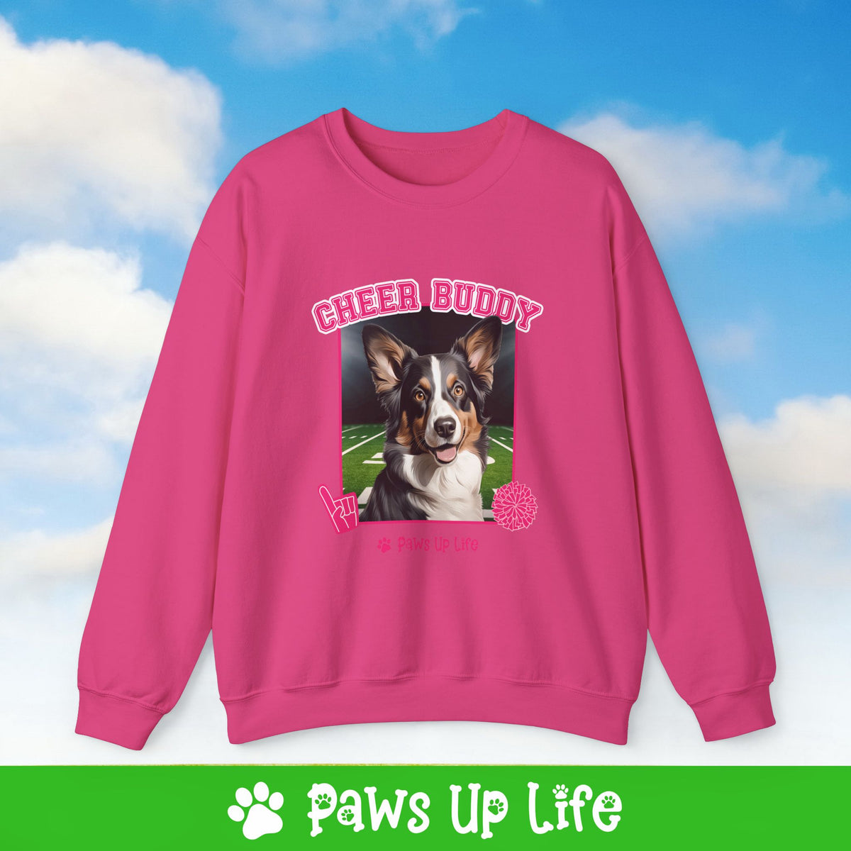 Cardigan Welsh Corgi Football Cheer Buddy Cheerleading Dog Crewneck Sweatshirt, Unisex Gift for Animal Lovers, Dog Mom Dad Sweatshirt, Cute Dog Lover Apparel, Fun Pet | Paws Up Life, LLC