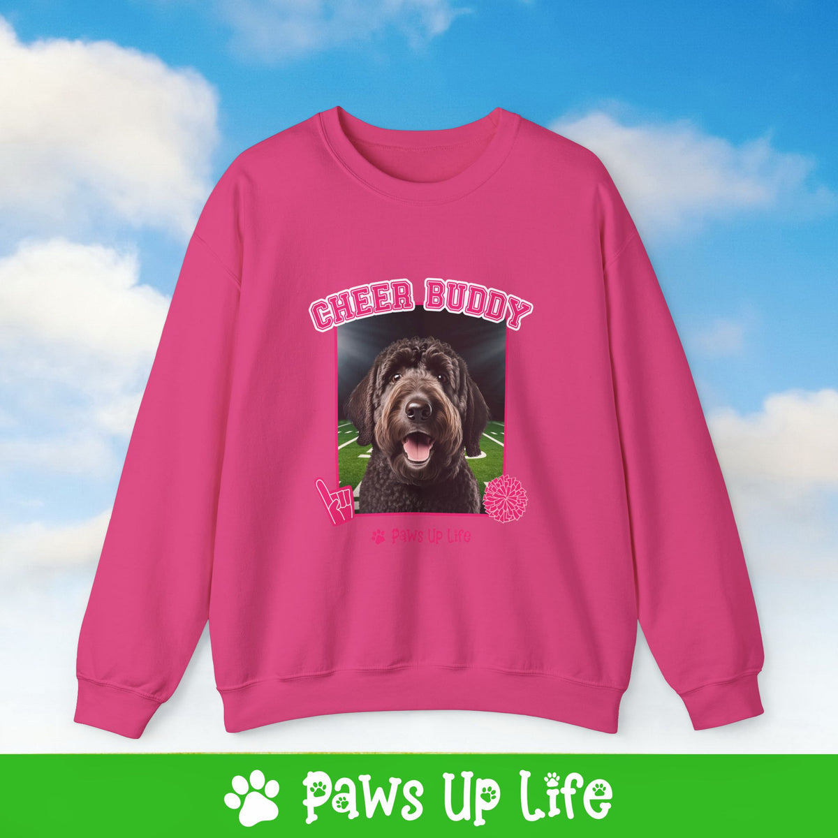 Labradoodle Football Cheer Buddy Cheerleading Dog Crewneck Sweatshirt, Unisex Gift for Animal Lovers, Dog Mom Dad Sweatshirt, Cute Dog Lover Apparel, Fun Pet | Paws Up Life, LLC