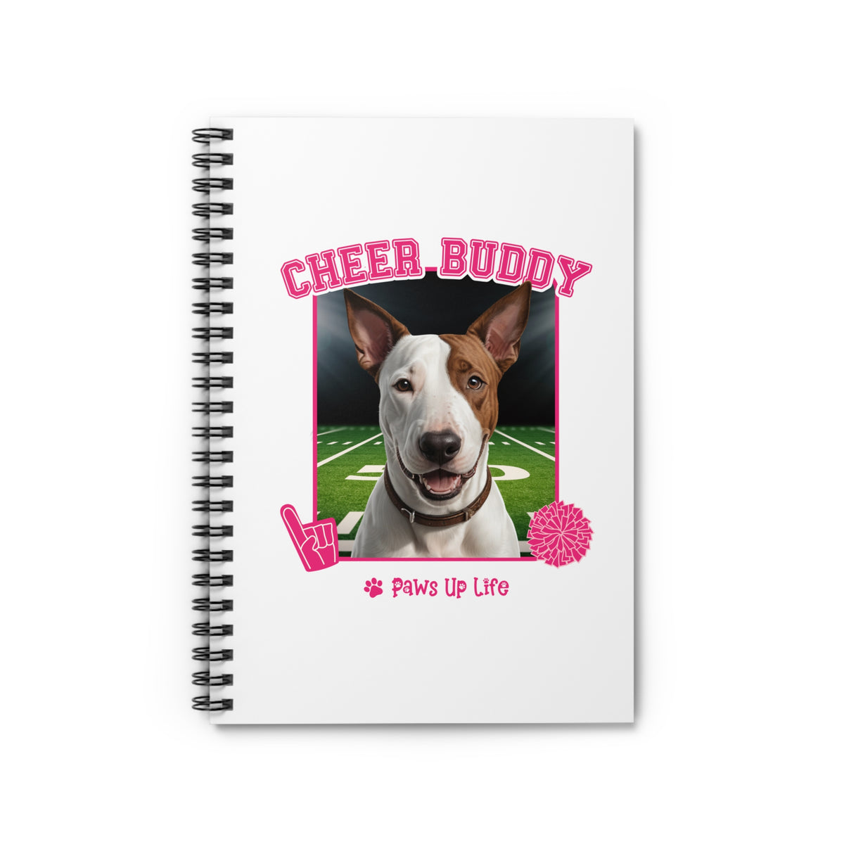 Bull Terrier Football Cheer Buddy Cheerleading Dog Spiral Notebook for Office and Home - Ruled Line | Paws Up Life, LLC