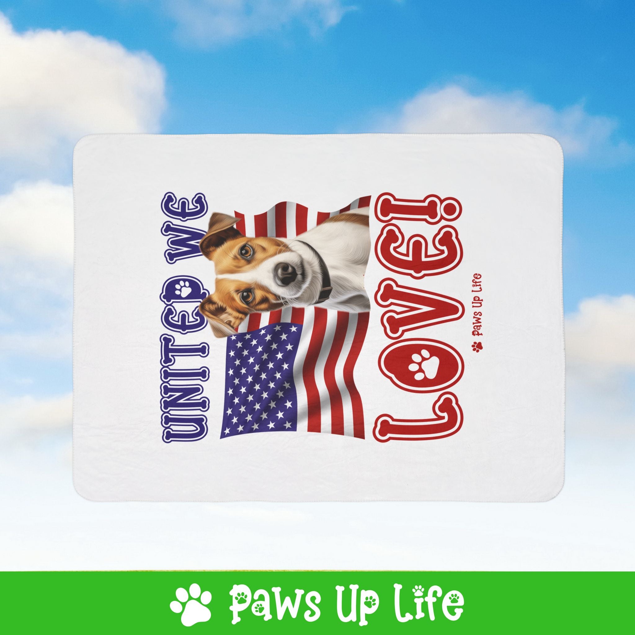 Jack Russell Dog United We Love Fleece Sherpa Blanket - Perfect for Snuggling and Cozy Napping