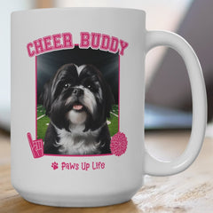 Black Shih Tzu Football Cheer Buddy Cheerleading Dog 15oz Large Coffee Mug Ceramic Drinkware Tea Washable | Paws Up Life, LLC