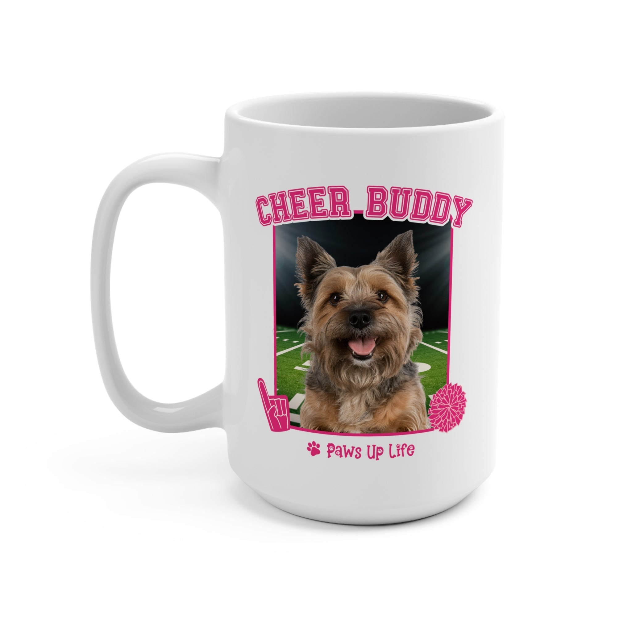 Brown Norfolk Terrier Football Cheer Buddy Cheerleading Dog 15oz Large Coffee Mug Ceramic Drinkware Tea Washable | Paws Up Life, LLC