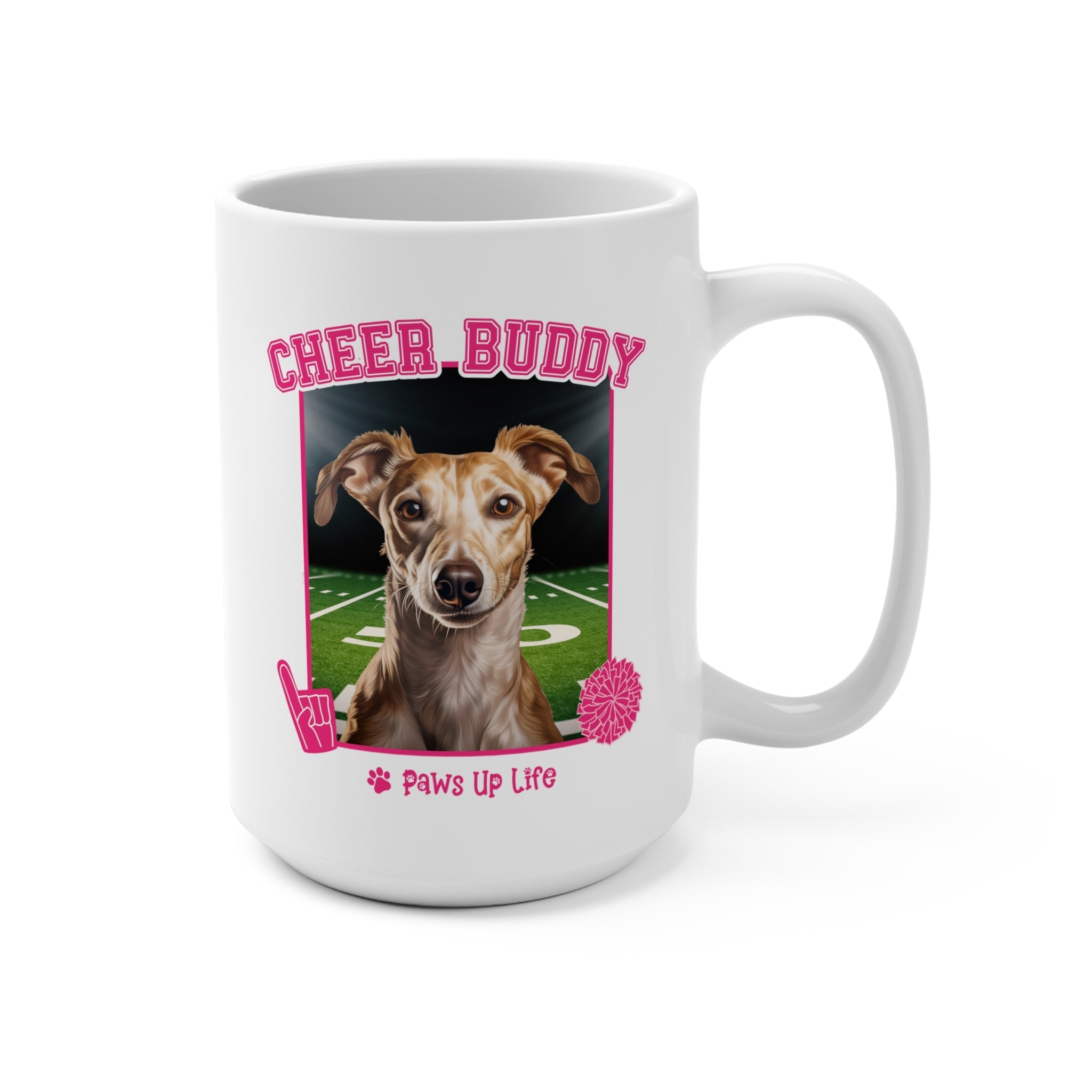 Whippet Football Cheer Buddy Cheerleading Dog 15oz Large Coffee Mug Ceramic Drinkware Tea Washable | Paws Up Life, LLC