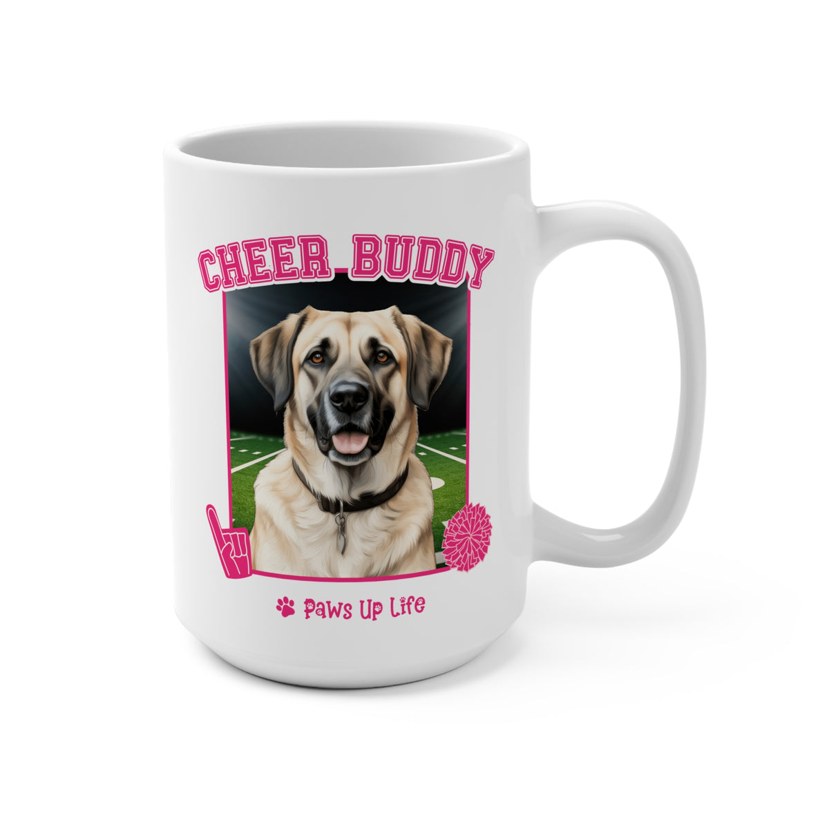 Anatolian Shepherd Cheer Buddy Cheerleading Dog 15oz Large Coffee Mug Ceramic Drinkware Tea Washable | Paws Up Life, LLC