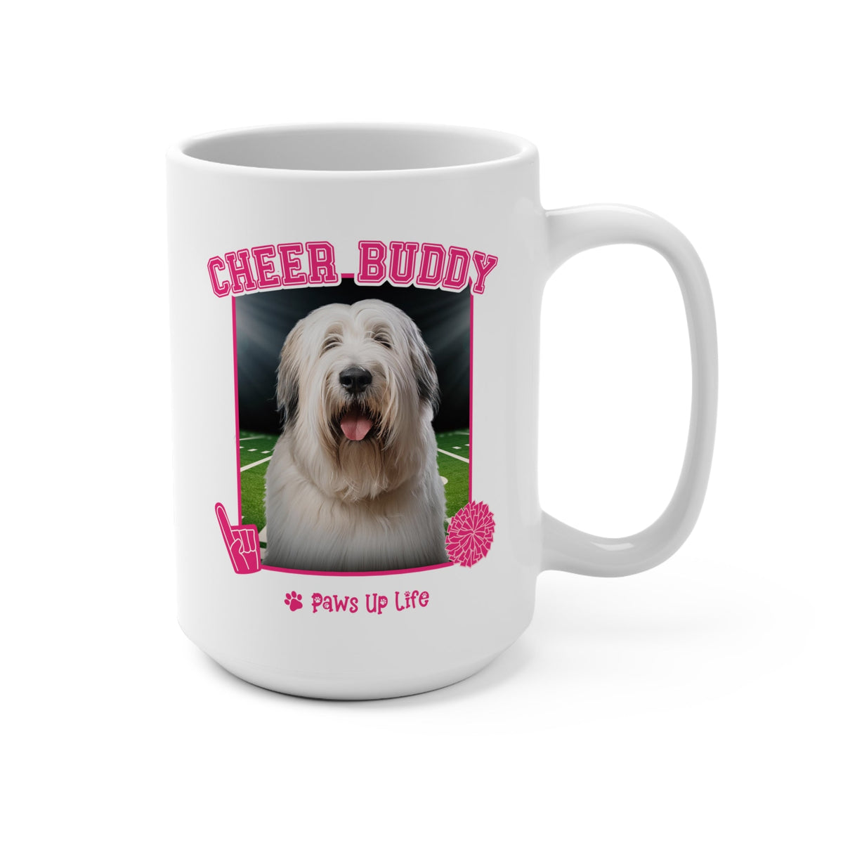 Briard Football Cheer Buddy Cheerleading Dog 15oz Large Coffee Mug Ceramic Drinkware Tea Washable | Paws Up Life, LLC