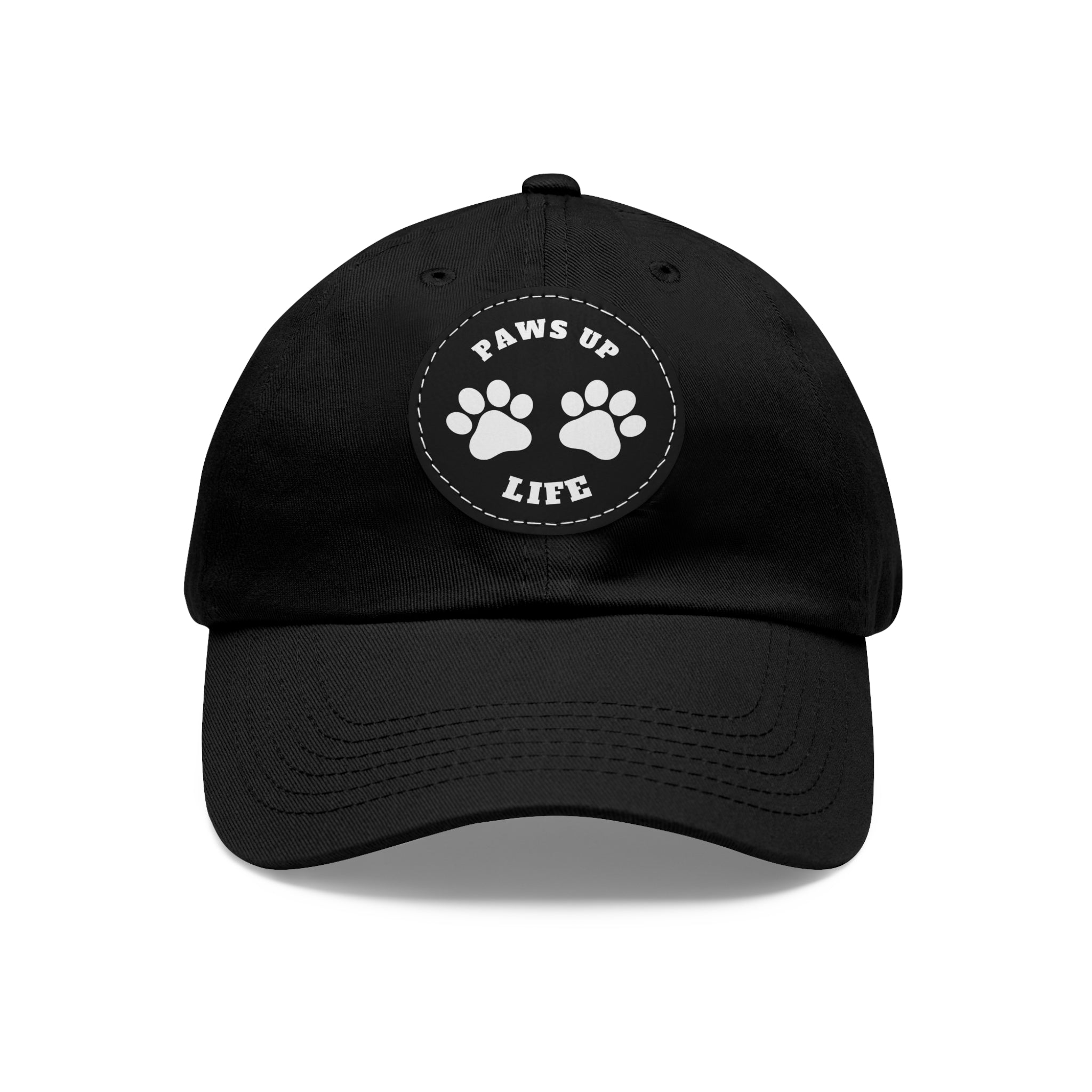 Paws Up Life Logo Dog Mom or Dad Hat with Leather Patch (Round) Show Your Dog Dad Pride with this Stylish Hat Featuring a Leather Patch. Crafted for Comfort and Durability, It's The Perfect Accessory For Canine Enthusiasts Who Appreciate Quality and Style