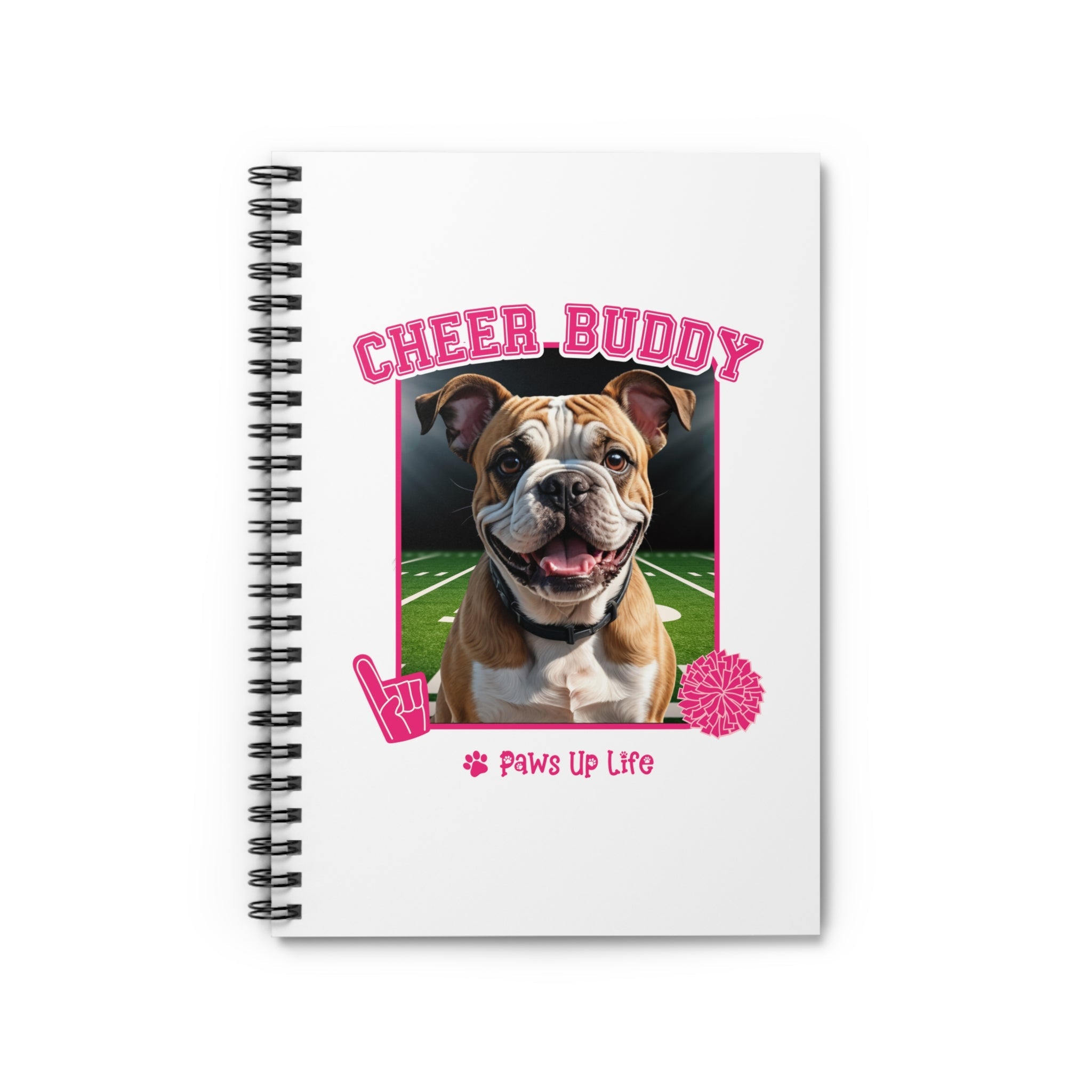 Bulldog Football Cheer Buddy Cheerleading Dog Spiral Notebook for Office and Home - Ruled Line | Paws Up Life, LLC