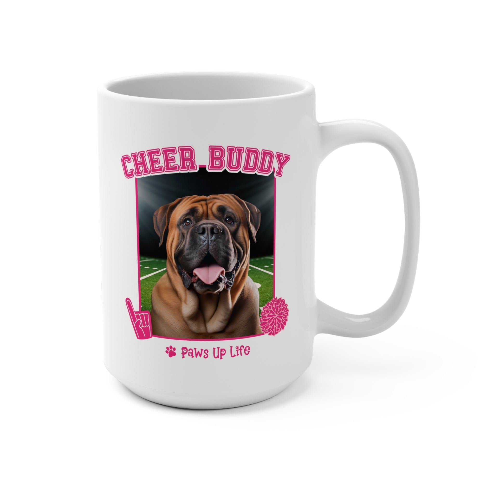 Mastiff Football Cheer Buddy Cheerleading Dog 15oz Large Coffee Mug Ceramic Drinkware Tea Washable