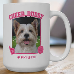 White Norfolk Terrier Football Cheer Buddy Cheerleading Dog 15oz Large Coffee Mug Ceramic Drinkware Tea Washable | Paws Up Life, LLC