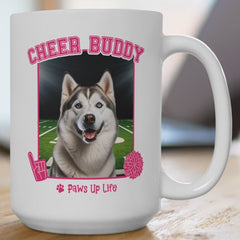 White Siberian Husky Football Cheer Buddy Cheerleading Dog 15oz Large Coffee Mug Ceramic Drinkware Tea Washable | Paws Up Life, LLC