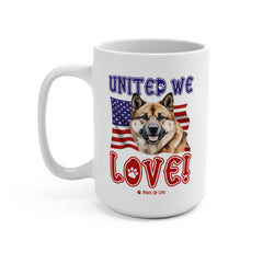 Akita Dog United We Love 15oz Large Coffee Mug Ceramic Drinkware Tea Washable | Paws Up Life, LLC