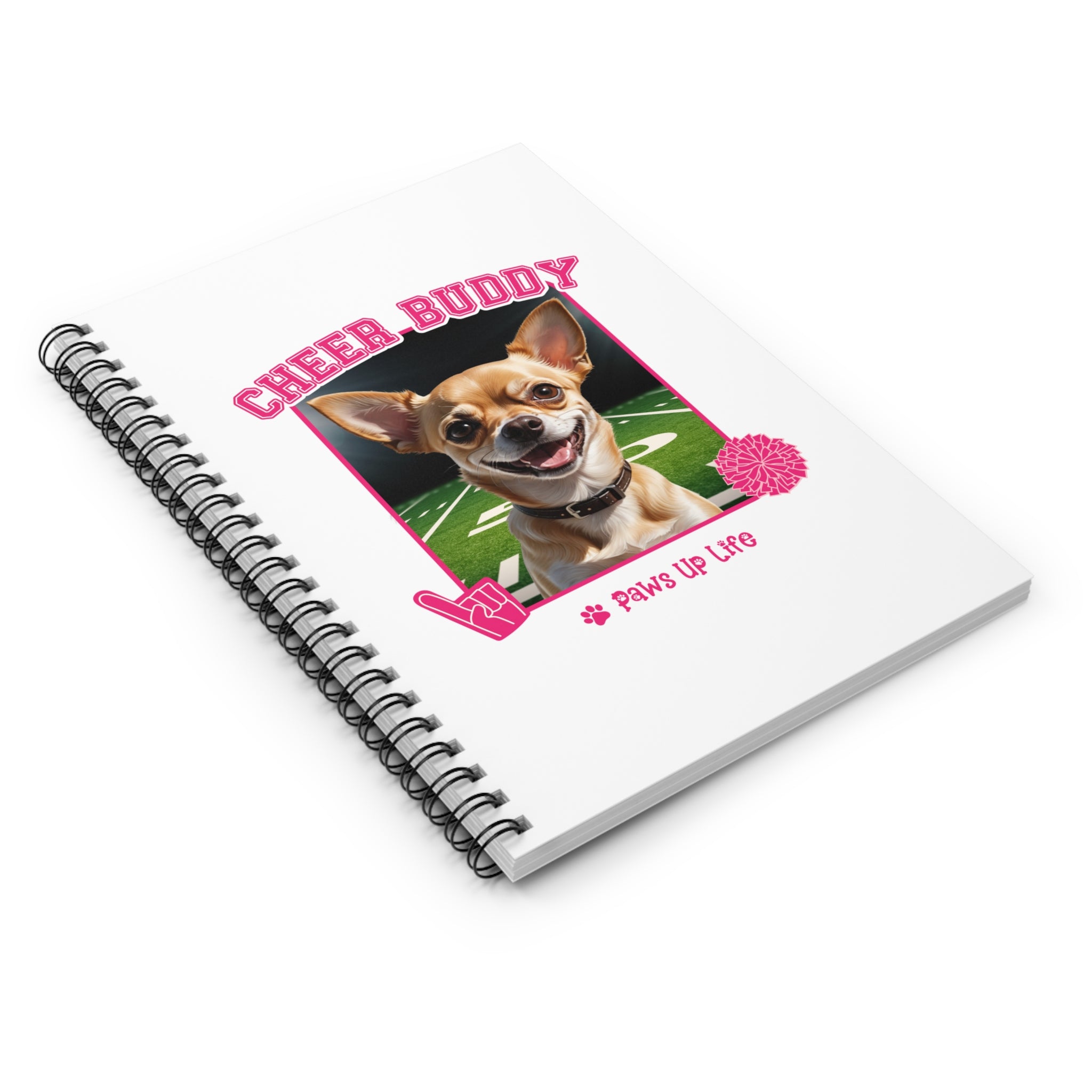 Chihuahua Football Cheer Buddy Cheerleading Dog Spiral Notebook for Office and Home - Ruled Line | Paws Up Life, LLC