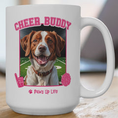 Brittany Football Cheer Buddy Cheerleading Dog 15oz Large Coffee Mug Ceramic Drinkware Tea Washable | Paws Up Life, LLC