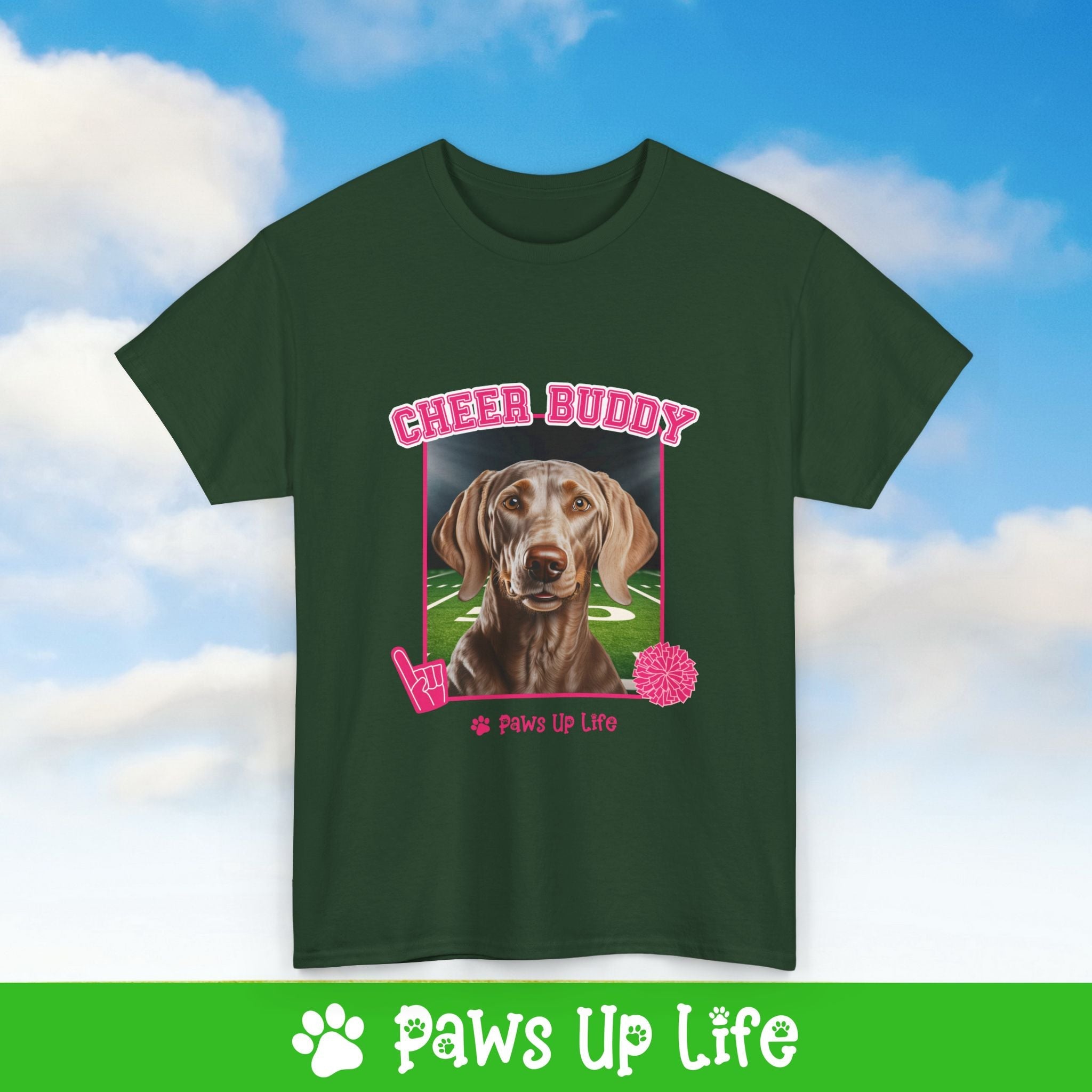 Weimaraner Football Cheer Buddy Cheerleading Dog Tee, Shirt, Unisex Pet Lover Gift, Dog Mom Dad Tshirt, Animal Rescue Advocate, Cute Puppy Graphic Top Classic Collar | Paws Up Life, LLC