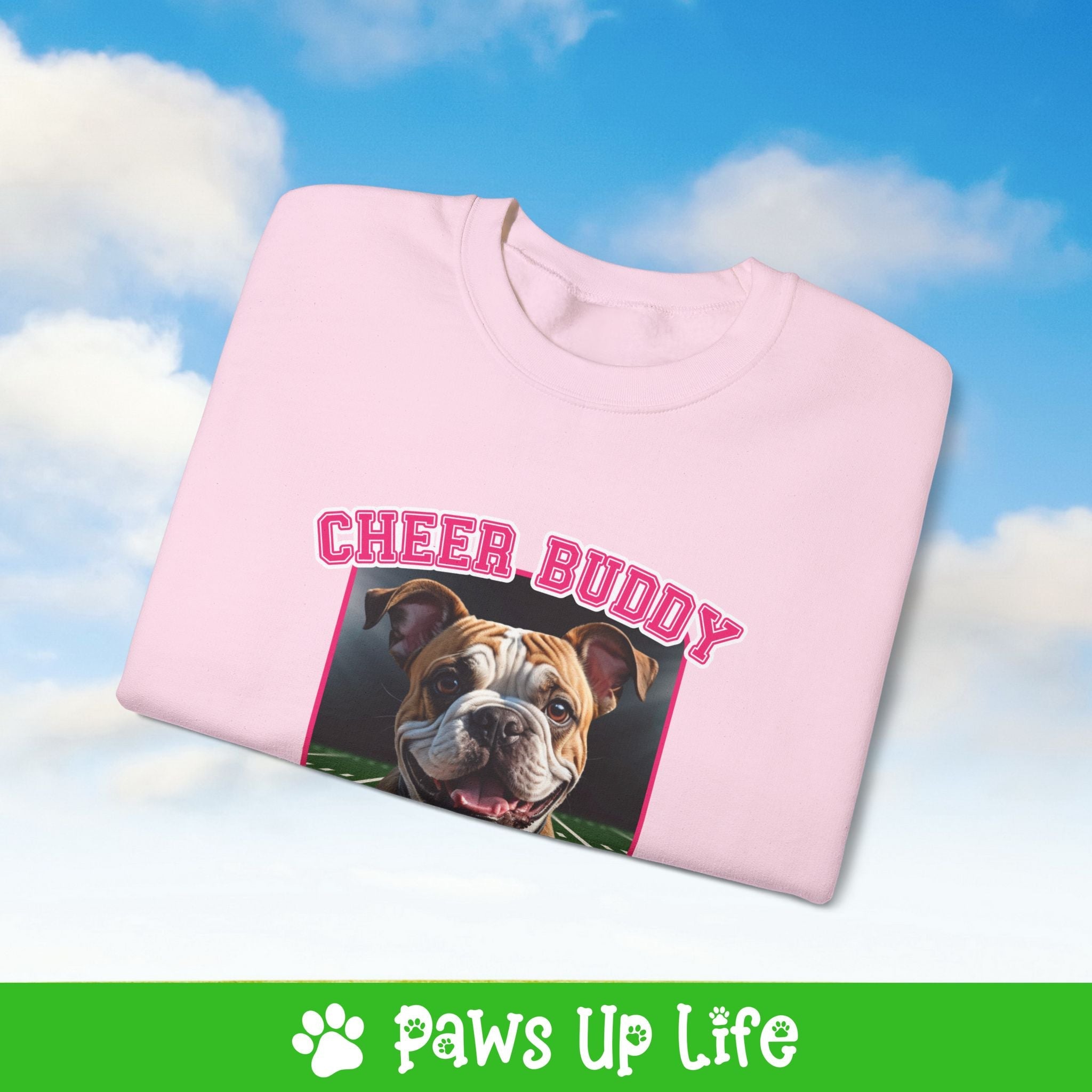 Bulldog Football Cheer Buddy Cheerleading Dog Crewneck Sweatshirt, Unisex Gift for Animal Lovers, Dog Mom Dad Sweatshirt, Cute Dog Lover Apparel, Fun Pet | Paws Up Life, LLC