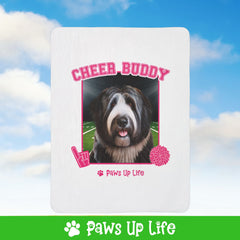 Black Old English Sheep Dog Football Cheer Buddy Cheerleading Dog Fleece Sherpa Blanket - Perfect for Snuggling and Cozy Napping