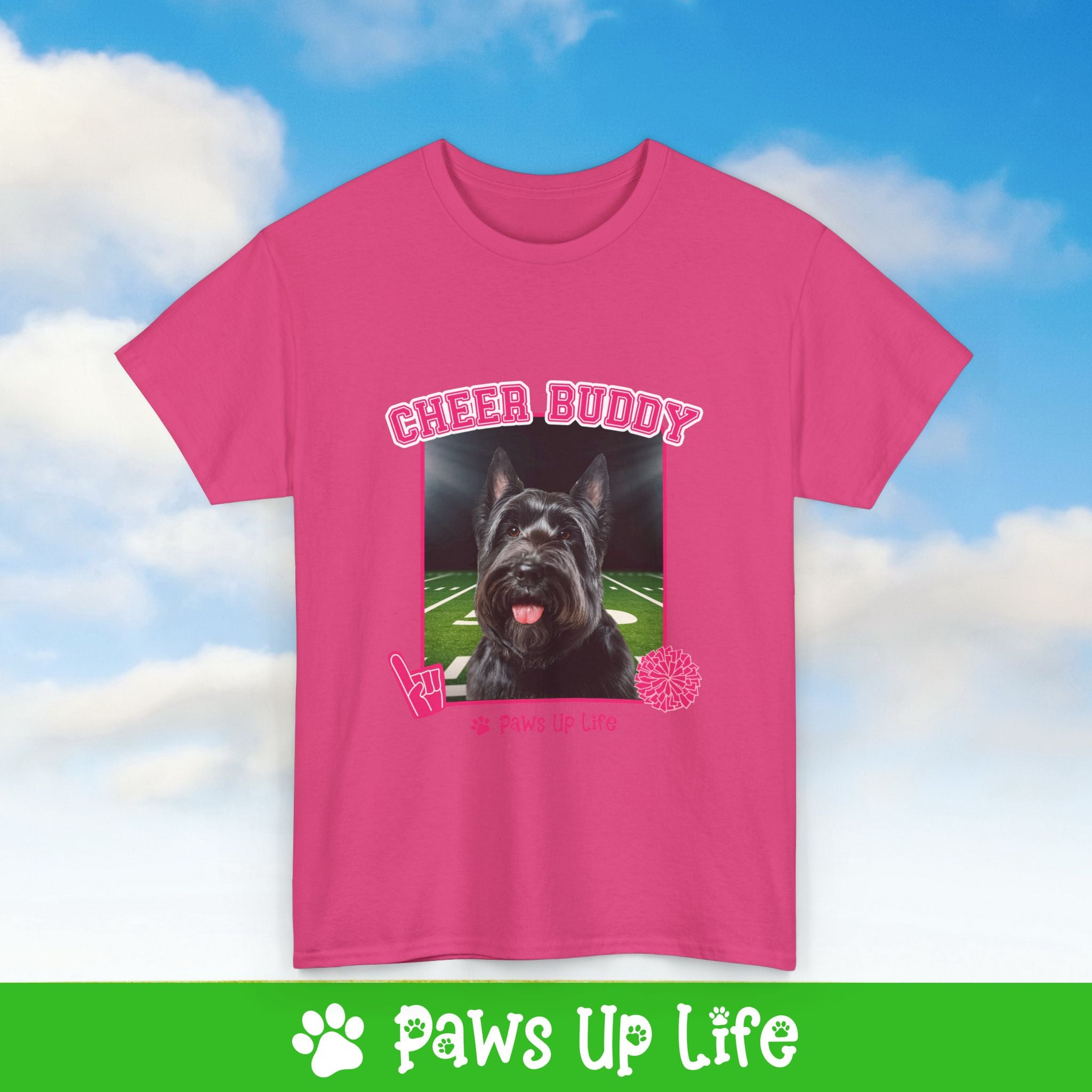 Black Scottish Terrier Football Cheer Buddy Cheerleading Dog Tee, Shirt, Unisex Pet Lover Gift, Dog Mom Dad Tshirt, Animal Rescue Advocate, Cute Puppy Graphic Top Classic Collar | Paws Up Life, LLC