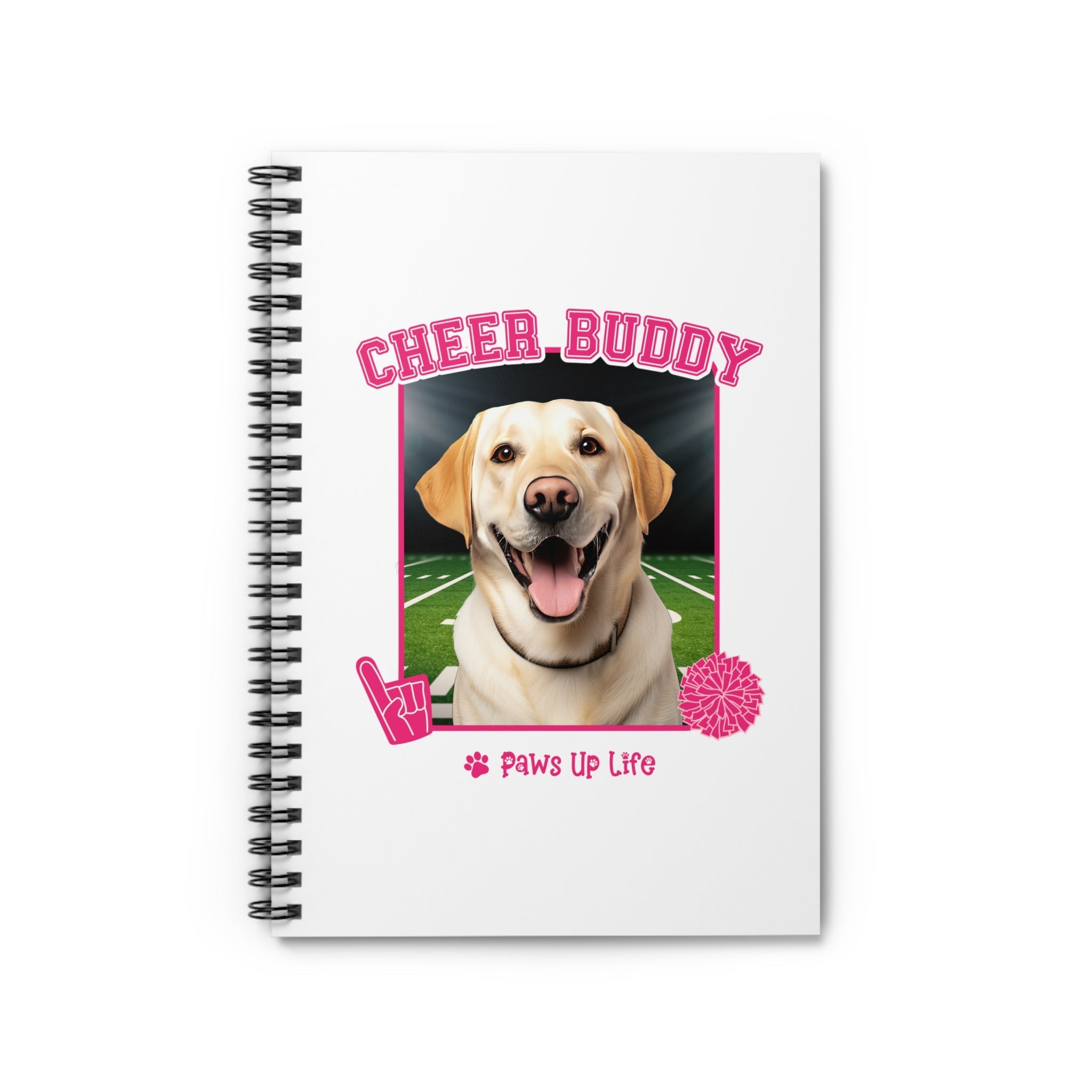 Labrador Retriever Yellow Lab Football Cheer Buddy Cheerleading Dog Spiral Notebook for Office and Home - Ruled Line | Paws Up Life, LLC