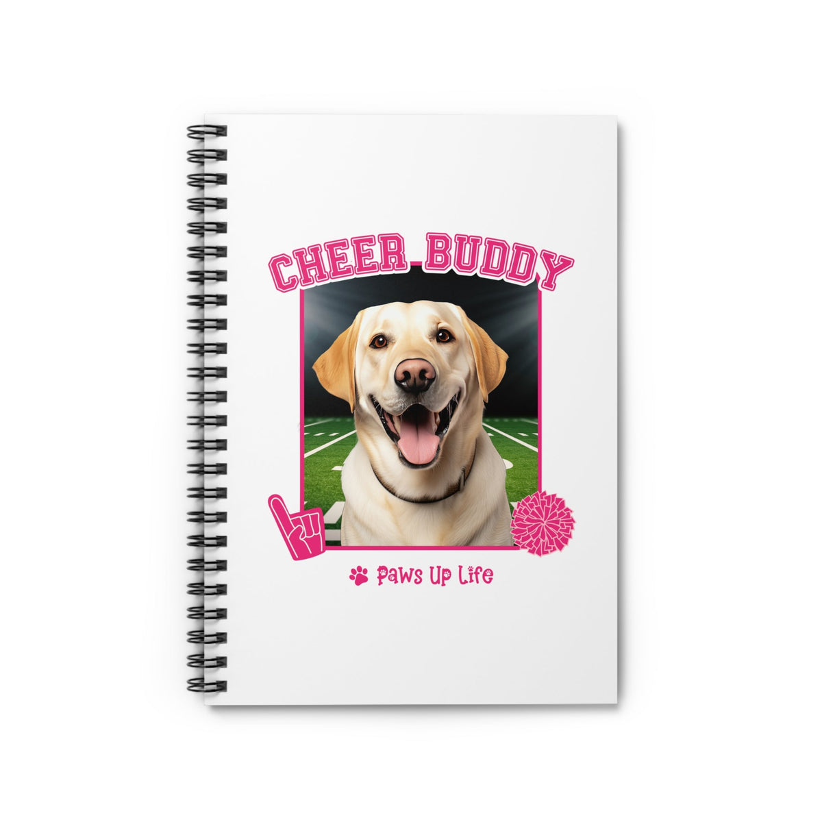 Labrador Retriever Yellow Lab Football Cheer Buddy Cheerleading Dog Spiral Notebook for Office and Home - Ruled Line | Paws Up Life, LLC