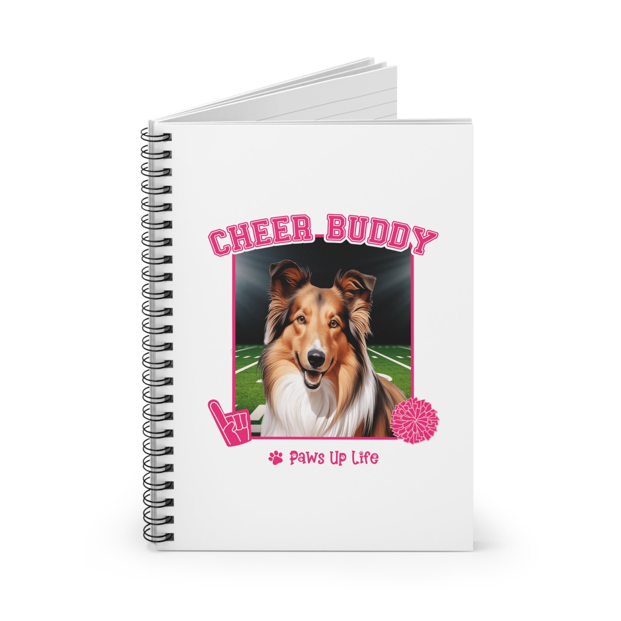 Shetland Sheepdog Football Cheer Buddy Cheerleading Dog Spiral Notebook for Office and Home - Ruled Line | Paws Up Life, LLC