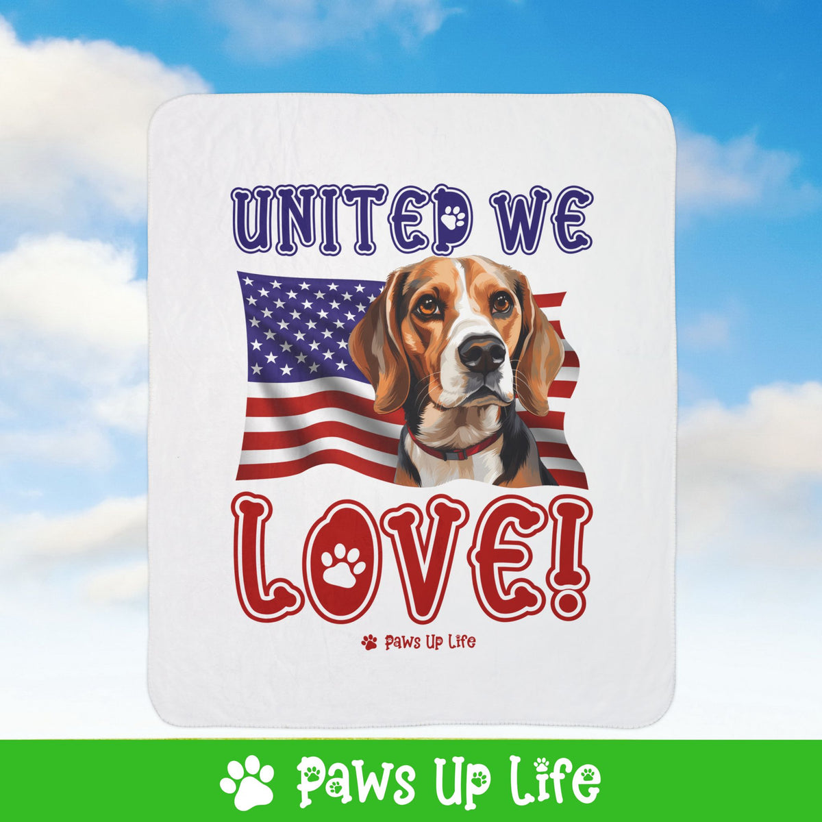 Beagle Dog United We Love Fleece Sherpa Blanket - Perfect for Snuggling and Cozy Napping | Paws Up Life, LLC