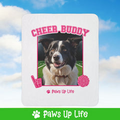 Border Collie Football Cheer Buddy Cheerleading Dog Fleece Sherpa Blanket - Perfect for Snuggling and Cozy Napping | Paws Up Life, LLC