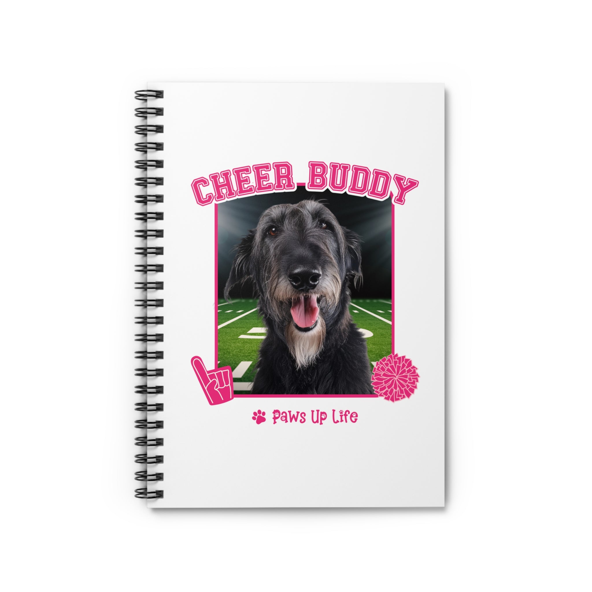 Irish Wolfhound Football Cheer Buddy Cheerleading Dog Spiral Notebook for Office and Home - Ruled Line | Paws Up Life, LLC