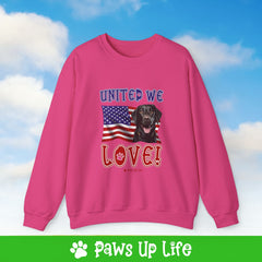 Black Lab Labrador Retriever Dog United We Love Dog Crewneck Sweatshirt, Unisex Gift for Animal Lovers, Dog Mom Dad Sweatshirt, Cute Dog Lover Apparel, Fun Pet | Paws Up Life, LLC