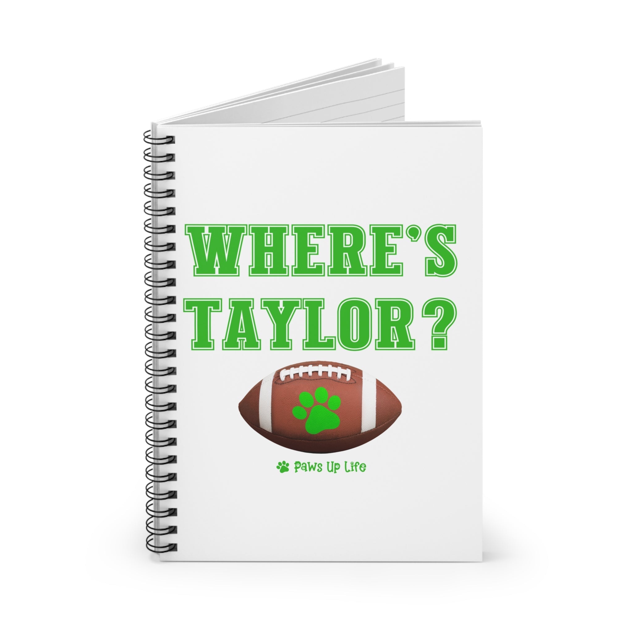 Where's Taylor Football Spiral Notebook for Office and Home - Ruled Line | Paws Up Life, LLC