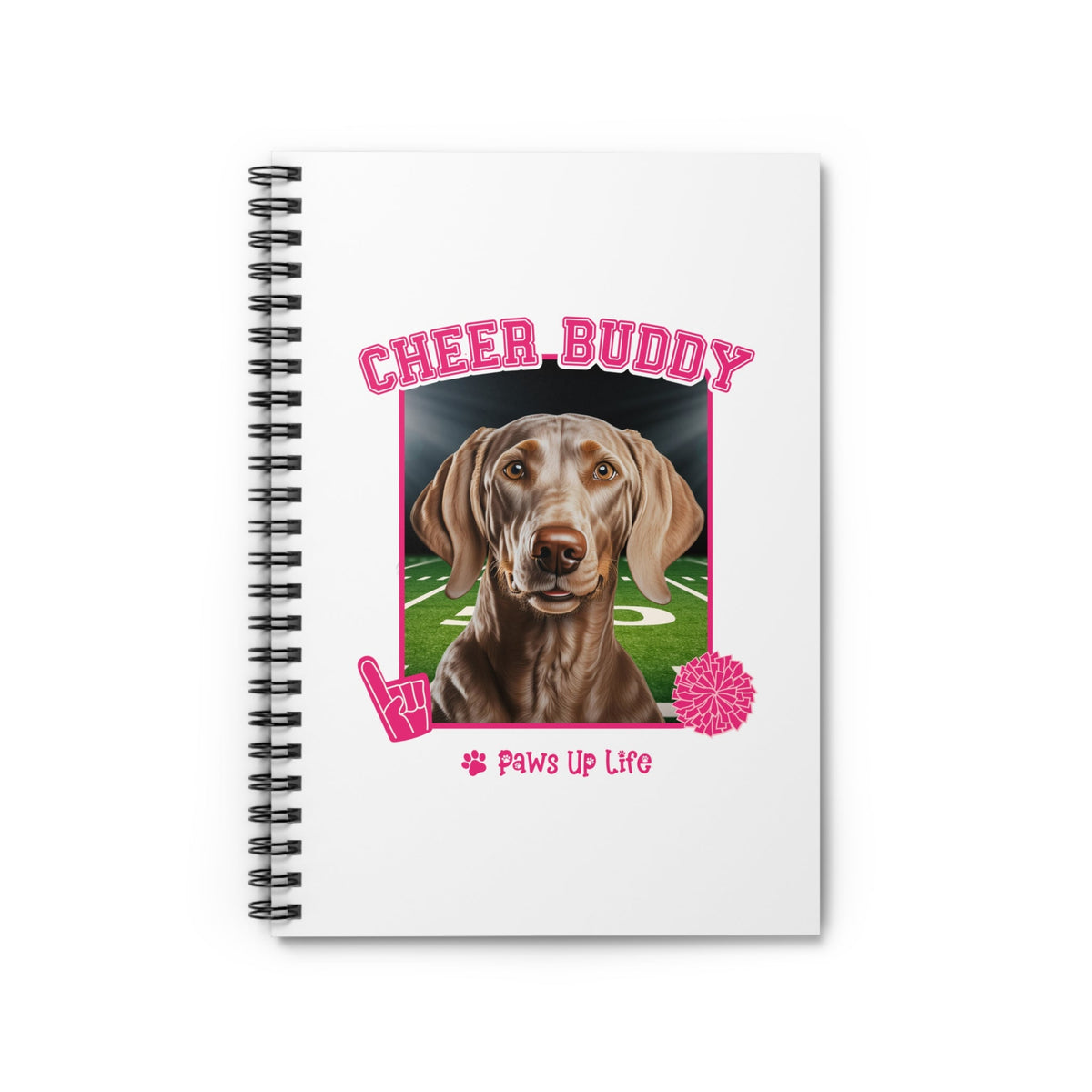 Weimaraner Football Cheer Buddy Cheerleading Dog Spiral Notebook for Office and Home - Ruled Line | Paws Up Life, LLC