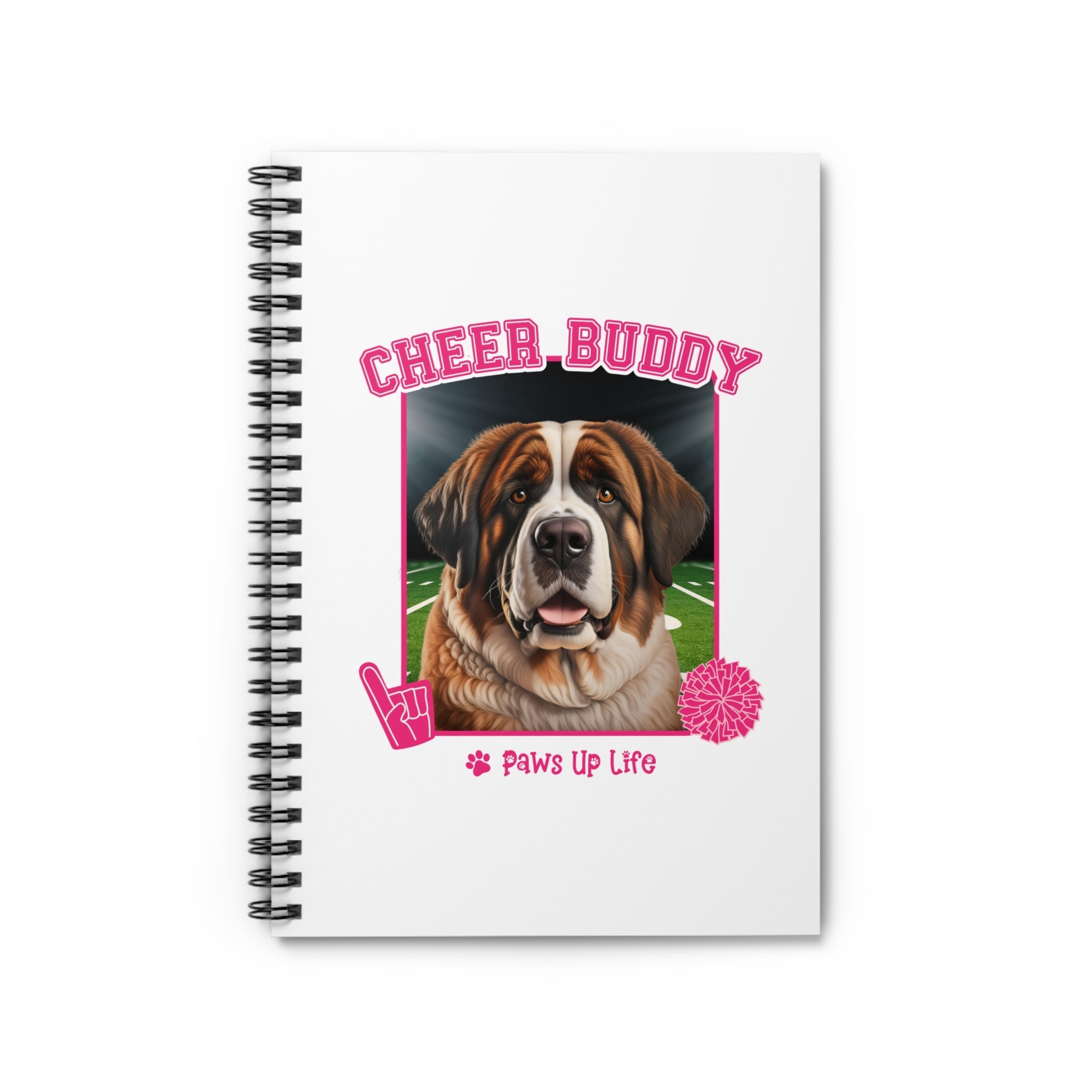 St Bernard Football Cheer Buddy Cheerleading Dog Spiral Notebook for Office and Home - Ruled Line | Paws Up Life, LLC