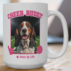 Bassett Hound Cheer Buddy Cheerleading Dog 15oz Large Coffee Mug Ceramic Drinkware Tea Washable | Paws Up Life, LLC